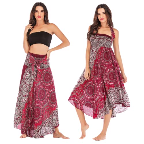 Daysskk Maxirock Damen Boho Strandrock Damen Lang Sommerrock Damen Bohemian Thai Muster Hippie Rock Damen Lang Wickelrock Strand Damen von Daysskk