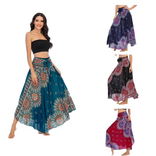 Daysskk Maxirock Damen Summer Boho Rock Damen Lang Strandrock Damen Blumen Sommerrock Damen Bohemian Thai Muster Hippie Rock Damen Lang von Daysskk