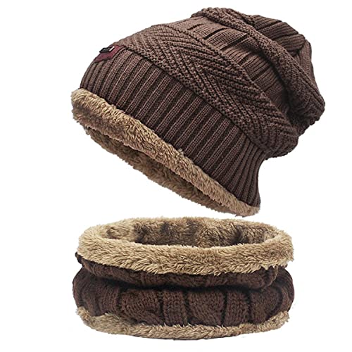Daysskk Mütze Herren Winter Strickmütze Beanie Damen Warme Wintermütze Schal Set Warm Beanie Strickmütze Und Schal Set von Daysskk