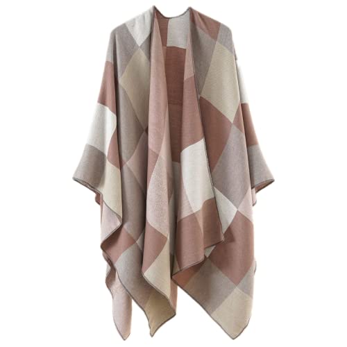 Daysskk Poncho Damen Warm Strick Ponchos & Capes für Damen Poncho Schal Damen Winter Frauen Poncho Damen Open Front Cardigan Coat Damen 160 * 130CM von Daysskk