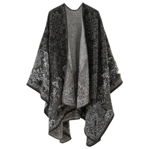 Daysskk Poncho Damen Warm Strick Ponchos & Capes für Damen Poncho Schal Damen Winter Frauen Poncho Damen Open Front Cardigan Coat Damen 160 * 130CM von Daysskk