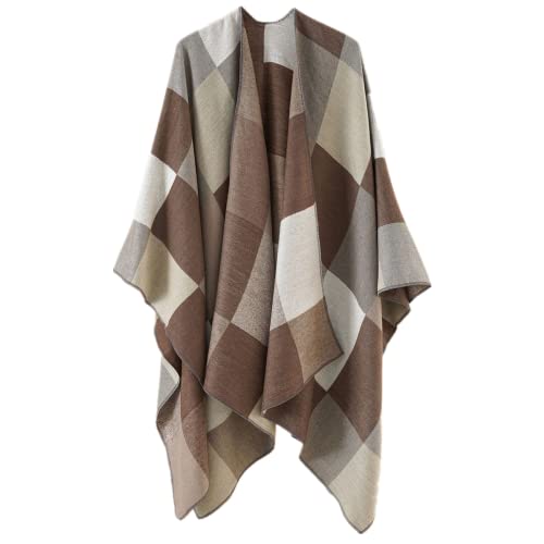Daysskk Poncho Damen Warm Strick Ponchos & Capes für Damen Poncho Schal Damen Winter Frauen Poncho Damen Open Front Cardigan Coat Damen 160 * 130CM von Daysskk