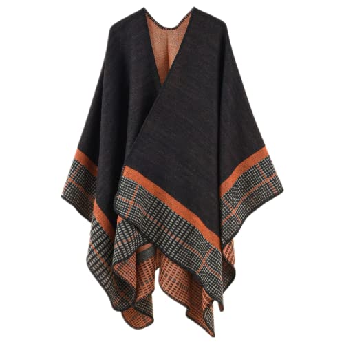 Daysskk Poncho Damen Warm Strick Ponchos & Capes für Damen Poncho Schal Damen Winter Frauen Poncho Damen Open Front Cardigan Coat Damen 160 * 130CM von Daysskk