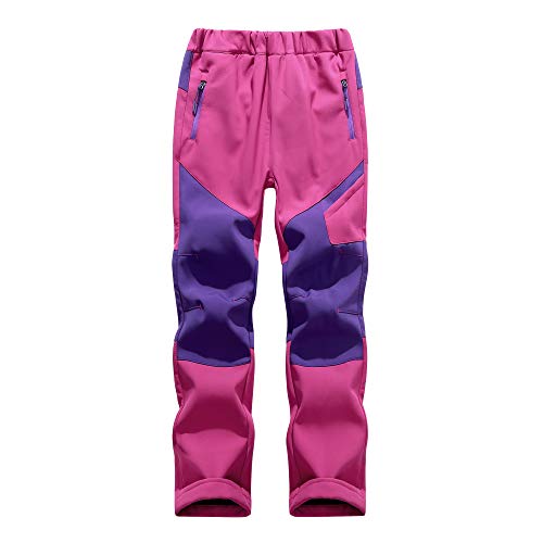 Daysskk Regenhosen Kinder Gefüttert Softshellhose Mädchen Winter Arbeitshose Kinder Wasserdicht Wanderhose Kinder Freizeithose Outdoorhose Winter Warm Rosa 146 von Daysskk