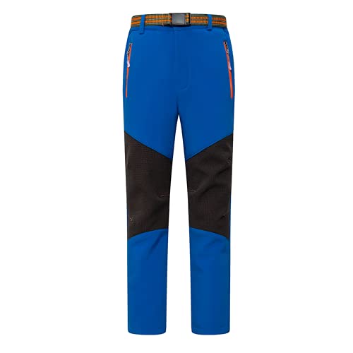 Daysskk Gefütterte Winter Skihose Kinder - Softshellhose Fleece Gefüttert Wasserdicht Wanderhose Outdoorhose Warm Jungen Blau 150 von Daysskk