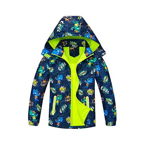 Daysskk Regenjacke Jungen Gefüttert Softshelljacke Kinder Jungen Wasserdicht Übergangsjacke Jungen Fleece Gefüttert Regenkleidung Kinder Jungen Arbeitsjacke Kinder 130 von Daysskk