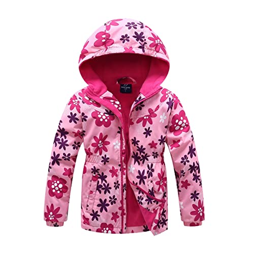 Daysskk Regenjacke Kinder Mädchen 110-116 Regenjacke Madchen Gefüttert Softshelljacke Madchen Wasserdicht Übergangsjacke Madchen Fleece Gefütterte Wanderjacke Outdoorjacke Winter Madchen Rosa von Daysskk