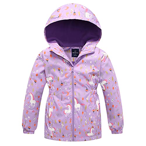 Daysskk Regenjacke Mädchen Gefüttert 134-140 Softshelljacke Kinder Wasserdicht Winter Übergangsjacke Wanderjacke Outdoorjacke Winddicht Violett von Daysskk