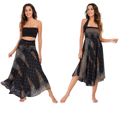 Daysskk Rock Boho Damen Hippie Rock Damen Lang Sommerrock Damen Lang Boho Maxirock Damen Blumen Luftiger Rock Damen Sommer Strandrock Damen von Daysskk