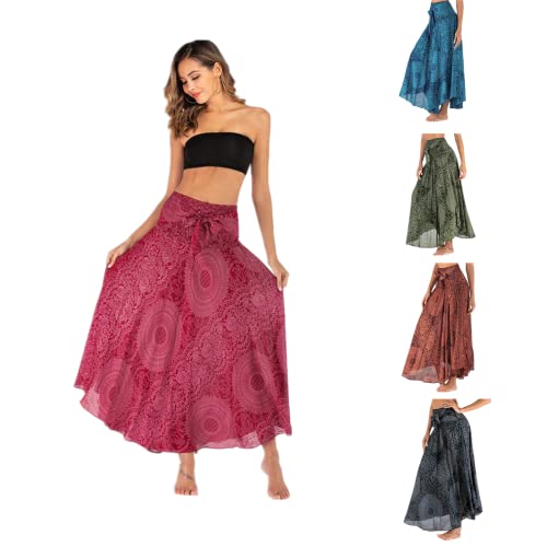 Daysskk Rock Boho Damen Hippie Rock Damen Lang Sommerrock Damen Lang Boho Maxirock Damen Blumen Luftiger Rock Damen Sommer Strandrock Damen von Daysskk