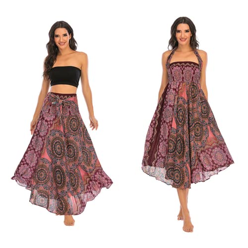 Daysskk Rock Damen Sommer Maxirock Damen Boho Luftiger Rock Damen Lang Strandkleid Damen Blumen Hippie Rock Damen Lang von Daysskk