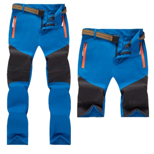 Daysskk Softshellhose Kinder Sommer Wanderhose Jungen Zip Off Outdoorhose Trekkinghose Zip Off Wasserdicht Freizeithose Schnelltrocknend Blau 160 von Daysskk