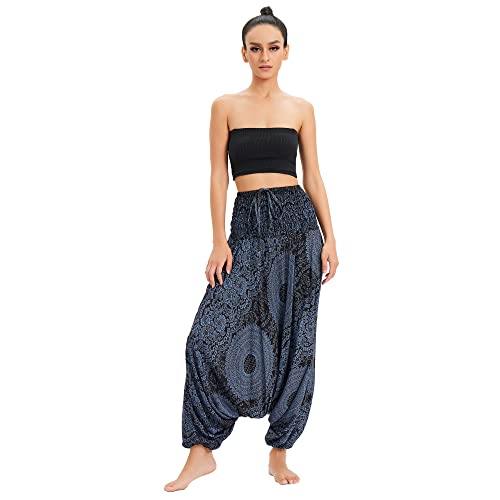 Daysskk Sommerhose Damen Boho Hippie Hose Damen Blumen Haremshose Damen Jumpsuit Yogahose Damen Weites Bein Pumphose Aladinhose Damen Boho Kleidung Damen von Daysskk