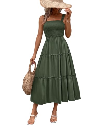Daysskk Sommerkleide Damen Lang Strandkleide Ärmellos A Line Boho Kleid Sommer Maxikleid Damen Strand Freizeitkleid Sommer Armeegrün L von Daysskk