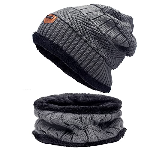 Daysskk Strickmütze Winter Herren Beanie Mütze Warme Damen Herren Mütze Schal Set Warme Herren Herrenmützen Winter Mit Fleecefutter von Daysskk