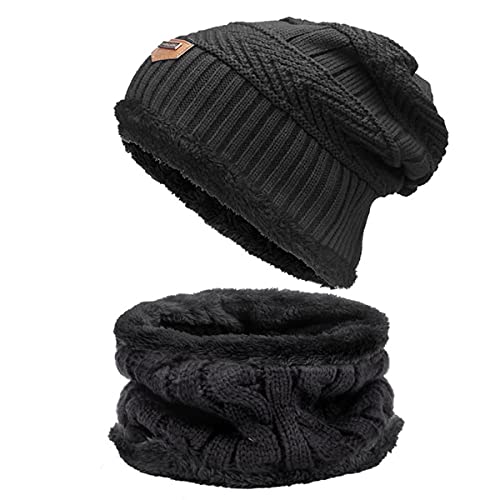 Daysskk Strickmütze Winter Herren Beanie Mütze Warme Damen Herren Mütze Schal Set Warme Herren Herrenmützen Winter Mit Fleecefutter von Daysskk