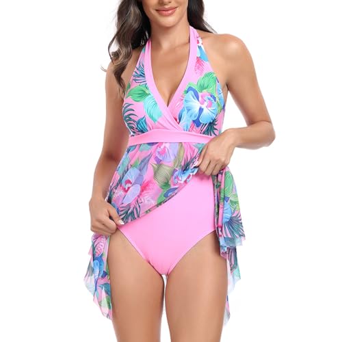 Daysskk Tankini Damen Bauchweg Badeanzug Zweiteilig Damen Badekleid Damen Push Up mit Slip Badebekleidung Damen Tankini Swimming Suits Women S von Daysskk