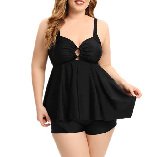 Daysskk Tankini Damen Große Größen Bademode Damen Große Größe Zweiteilig Badeanzug Damen mit Shorts Tankini Bauchweg Damen Große Größen 3XL von Daysskk