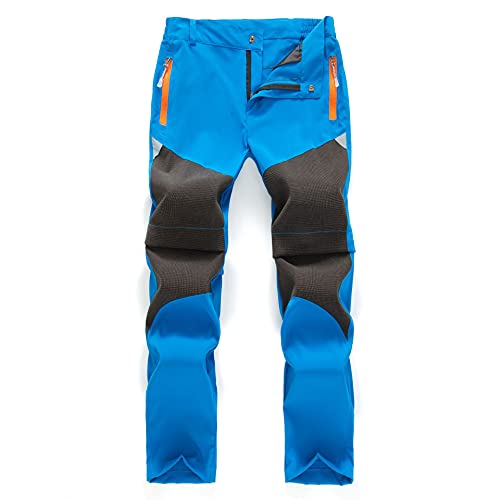 Daysskk Trekkinghose Jungen Sommer Wanderhose Zip Off Arbeitshose Kinder Wasserdicht Softshellhose Schnelltrocknend Freizeithose Blau 140 von Daysskk