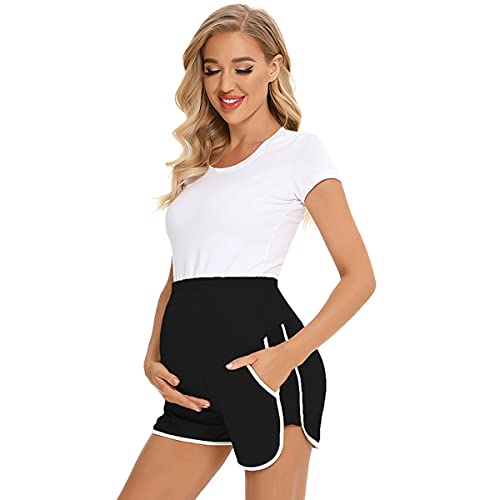 Daysskk Umstandsshorts Damen Sommer Schwangerschaft Shorts Damen Umstandshose Kurz Yogahsoe Laufshorts für Schwangere L von Daysskk