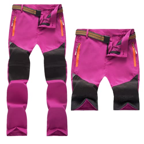 Daysskk Wanderhose Kinder Mädchen Zip Off Trekkinghose Schnelltrocknend Outdoorhose Wasserdicht Funktionshose Sommer Rosa 110 von Daysskk