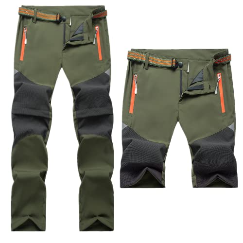 Daysskk Wanderhose Kinder Zip Off Trekkinghose Schnelltrocknend Outdoorhose Jungen Wasserdicht Funktionshose Sommer Grün 150 von Daysskk