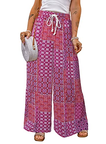 Daysskk Weite Hose Damen Boho Sommerhose Leicht Strandhose Damen Weites Bein Palazzo Hose Damen Bunt S von Daysskk