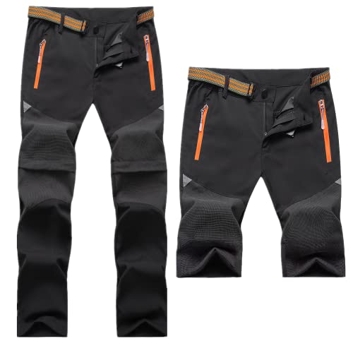 Daysskk Zip Off Hose Kinder Jungen Sommer Wanderhose Wasserdicht Trekkinghose Outdoorhose Schwarz 140 von Daysskk