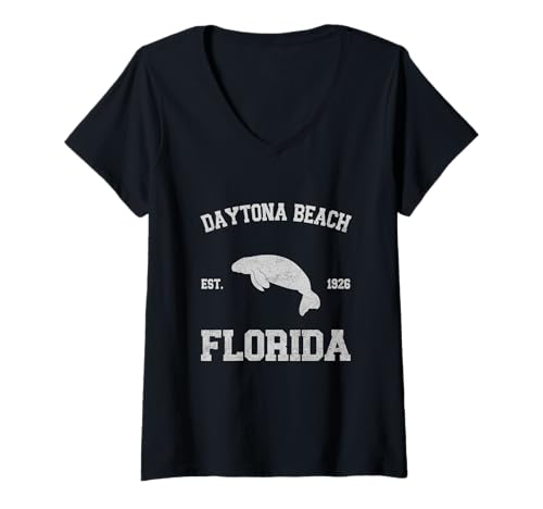 Damen Daytona Beach T-Shirt mit V-Ausschnitt von Daytona Beach, Florida FL Designs 0825