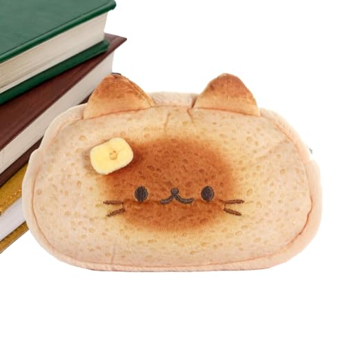 Dayysiuy Katzenmotiv Toast Design Stiftbox | Plüsch Federmäppchen Niedlich,Organizer Ästhetische Tasche Für Schulranzen Kindergarten Schule Kinder Teenager Studenten von Dayysiuy