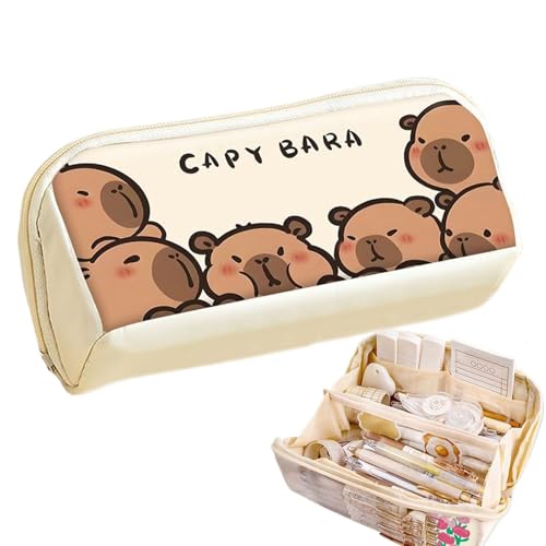 Dayysiuy Süße Capybara Federmäppchen - Verstärkte Stiftehalter Tasche - Doppelfach Organizer Für Schulbedarf Arbeitsplatz Unterwegs Täglicher Pendelverkehr Schreibtisch Rucksack von Dayysiuy