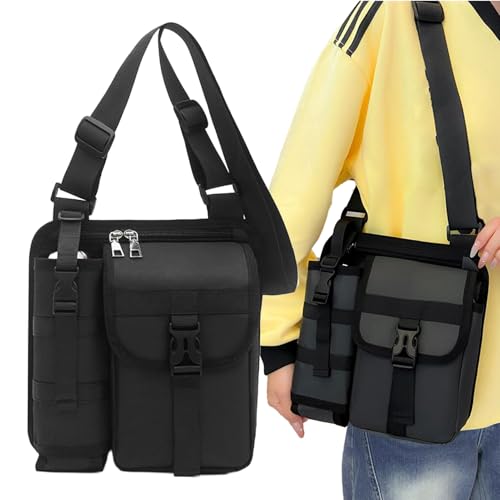 Dayysiuy Umhängetasche Herren,Multifunktionaler Reisegurtbeutel | Wasserabweisende Brusttasche Mit Flaschenhalter Für Alltag Beruf Schule Sport Freizeit von Dayysiuy