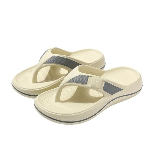 Dazengzeng Duschschuhe, Atmungsaktive EVA-Flip-Flops for Herren – Strandsandalen mit dicker Sohle for den Sommer(White,42 EU) von Dazengzeng