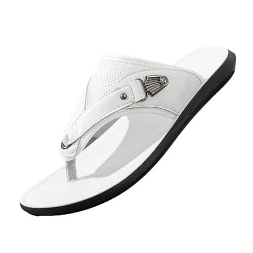 Dazengzeng Duschschuhe, Atmungsaktive Flip-Flops for Herren in Übergröße – Breite, bequeme Sandalen for den Sommer(White,44 EU) von Dazengzeng