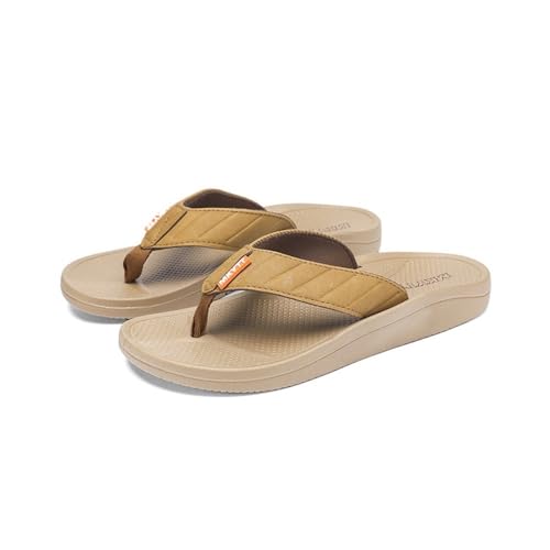 Dazengzeng Duschschuhe, Atmungsaktive Flip-Flops for Herren – leichte Sommer-Hausschuhe for Strand und Freizeit(Khaki,43 EU) von Dazengzeng