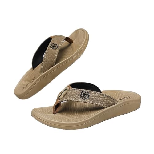 Dazengzeng Duschschuhe, Atmungsaktive Flip-Flops for Herren – leichte Sommersandalen for draußen(Khaki,44 EU) von Dazengzeng