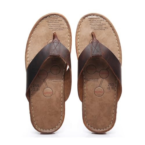 Dazengzeng Duschschuhe, Flip-Flops Herren Strandschuhe Rutschfeste Stoßdämpfung Weiche Sohle Einfach(Brown,42 EU) von Dazengzeng