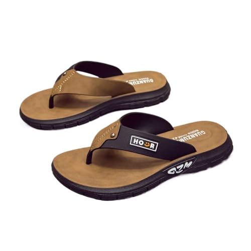 Dazengzeng Duschschuhe, Flip-Flops for Herren mit dicker Sohle for Strand und Sommer im Freien(Brown,41 EU) von Dazengzeng