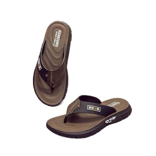 Dazengzeng Duschschuhe, Flip-Flops for Herren mit dicker Sohle for Strand und Sommer im Freien(Khaki,40 EU) von Dazengzeng