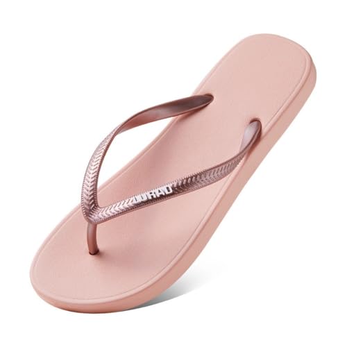 Dazengzeng Duschschuhe, Flip-Flops mit dicker Sohle for Damen – Sommer-Strandsandalen for den lässigen Outdoor-Einsatz(Pink,40 EU) von Dazengzeng