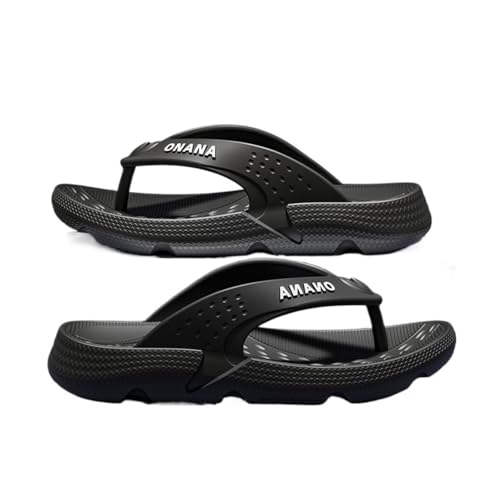 Dazengzeng Duschschuhe, Flip-Flops mit dicker Sohle for Herren – Sommer-Strand-Hausschuhe(Black,43 EU) von Dazengzeng