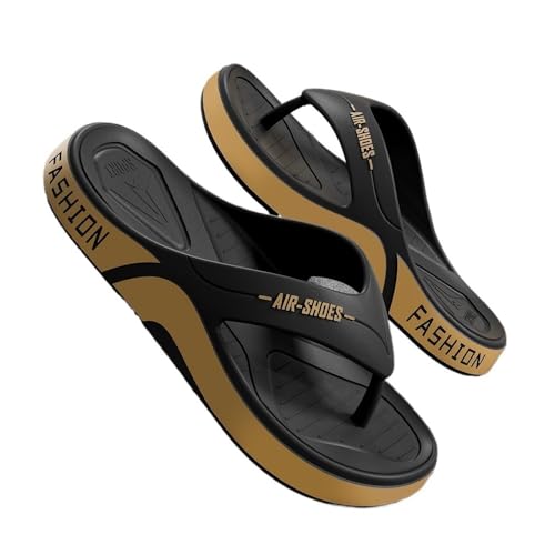 Dazengzeng Duschschuhe, Flip-Flops mit dicker Sohle for Herren – sportliche Outdoor-Sandalen for die Freizeit(Black,44 EU) von Dazengzeng