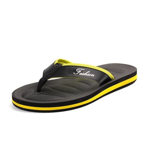 Dazengzeng Duschschuhe, Herren-Sandalen for Anklippen – Flip-Flops for den Strand im Freien mit rutschfester Gummisohle(Yellow,44 EU) von Dazengzeng