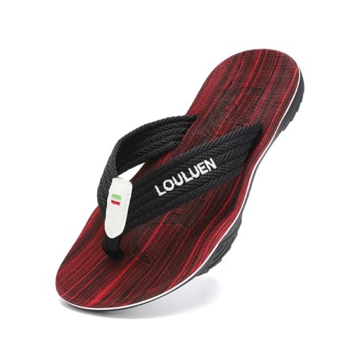 Dazengzeng Duschschuhe, Herren Sommer Flip-Flops Atmungsaktive Strandsandalen Leichte Outdoor-Hausschuhe(Red,40 EU) von Dazengzeng