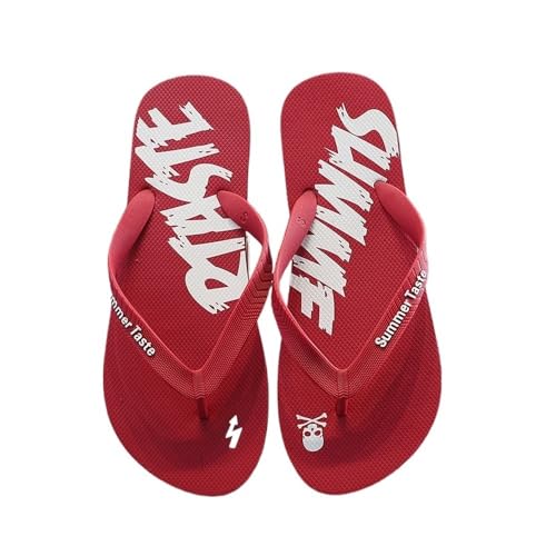 Dazengzeng Duschschuhe, Herren Sommer Flip Flops – Leichte Strandpantoffeln for Outdoor & Zuhause(Red,45 EU) von Dazengzeng