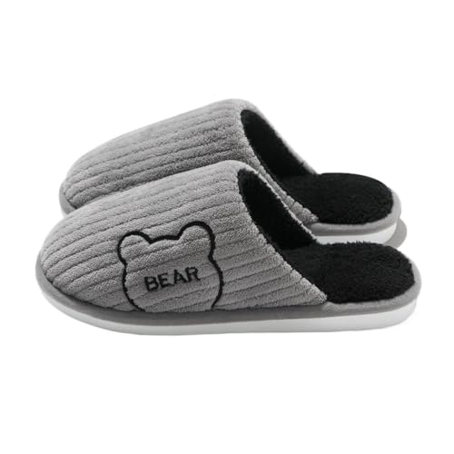 Dazengzeng Duschschuhe, Herren Winter Plüsch Hausschuhe - Warme Hausschuhe aus Baumwolle und Wolle(Gray,40 EU) von Dazengzeng