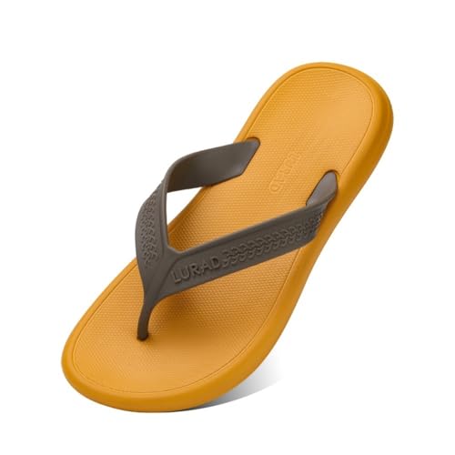 Dazengzeng Duschschuhe, Sommer-Flip-Flops for Herren – Rutschfeste Strandsandalen for Meer und Pool(Yellow,41 EU) von Dazengzeng