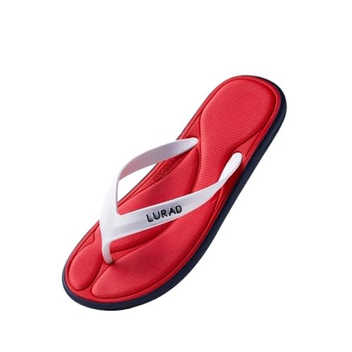 Dazengzeng Duschschuhe, Sommer-Flip-Flops for Herren – leichte Strand-Hausschuhe mit rutschfester Sohle(Red,42 EU) von Dazengzeng