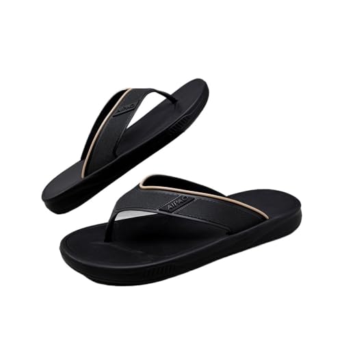 Dazengzeng Duschschuhe, Weiche EVA-Flip-Flops for Herren – bequeme Strandsandalen und lässige Hausschuhe(Black,44 EU) von Dazengzeng