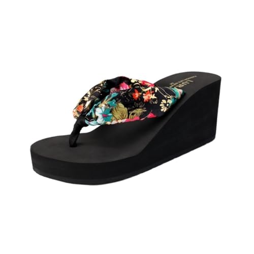 Duschschuhe, Bohemian Damen Flip Flops - Sommer Strandsandalen mit dickem Absatz(40 EU) von Dazengzeng
